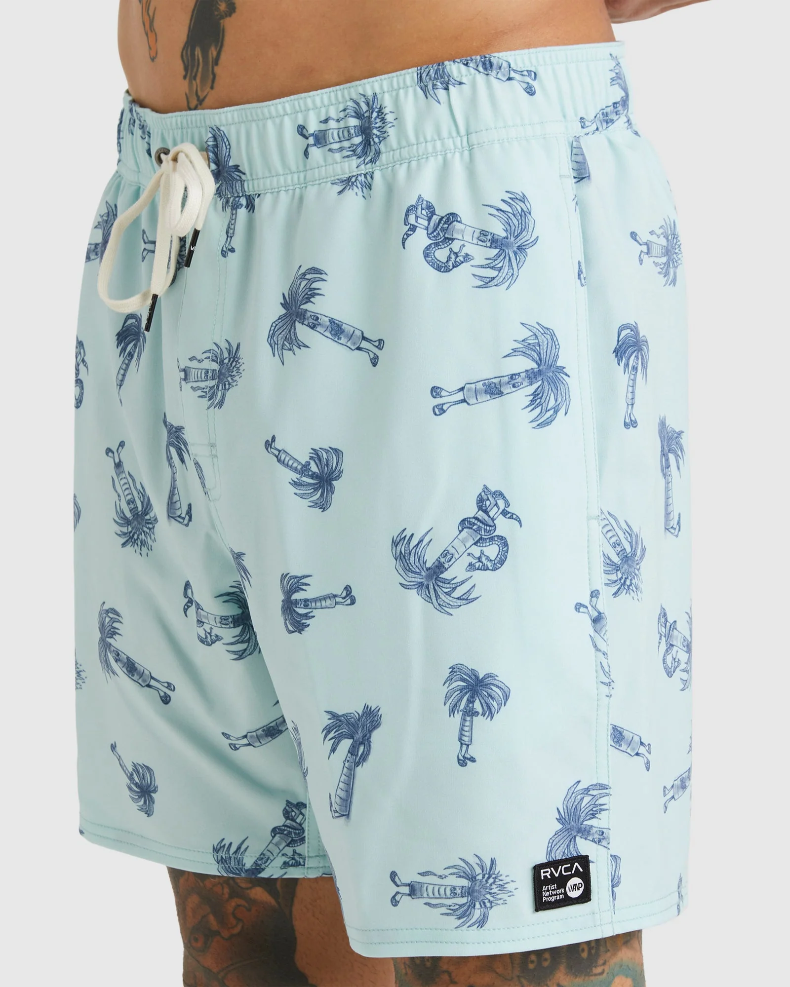 Mens Pommier Palms 17" Elastic Swim Shorts - Image 4