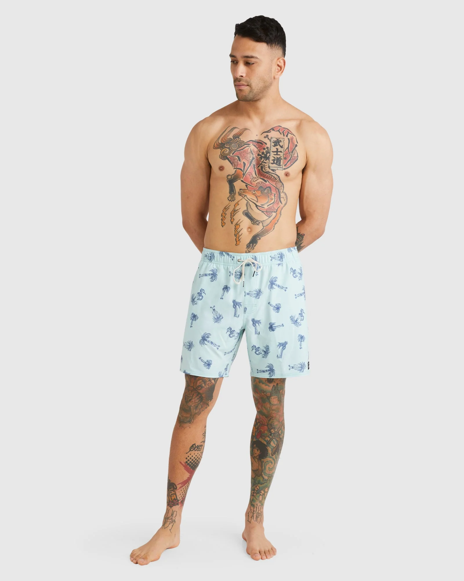 Mens Pommier Palms 17" Elastic Swim Shorts - Image 5